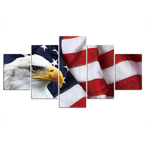 5-Piece American Flag USA Eagle Canvas Wall Art