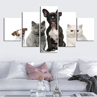 5-Piece Cute Cat & Puppy Dog Pet Canvas Wall Art