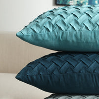 Blue / Green / Gray Weaved Faux Suede Throw Pillow Cover