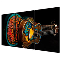 3-Piece Colorful Painted Acoustic Guitars Canvas Wall Art