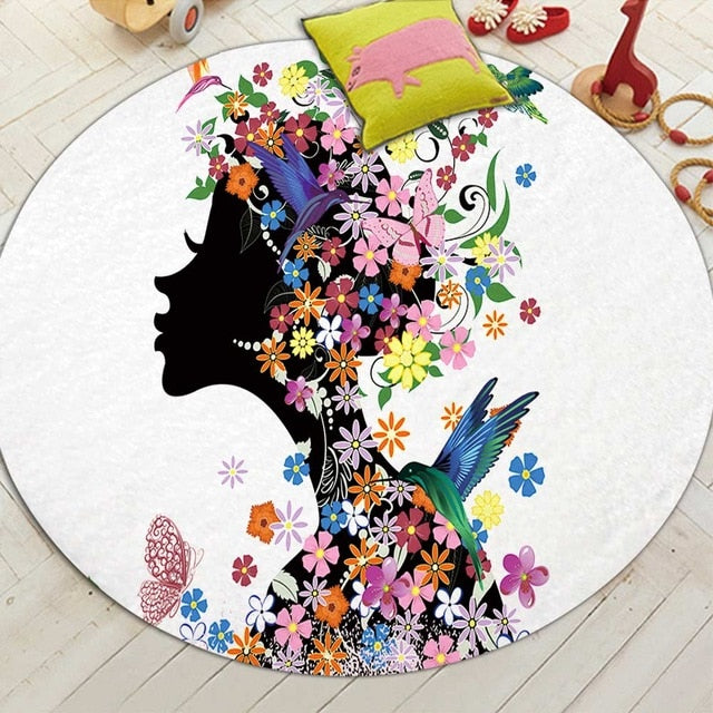 Round Butterfly Fairy Print Floor Mat Rug