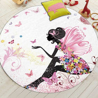 Round Butterfly Fairy Print Floor Mat Rug