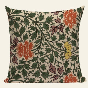 18" Vintage Asian Chinese Floral Print Throw Pillow Cover