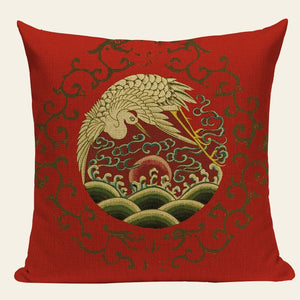 18" Vintage Asian Chinese Floral Print Throw Pillow Cover