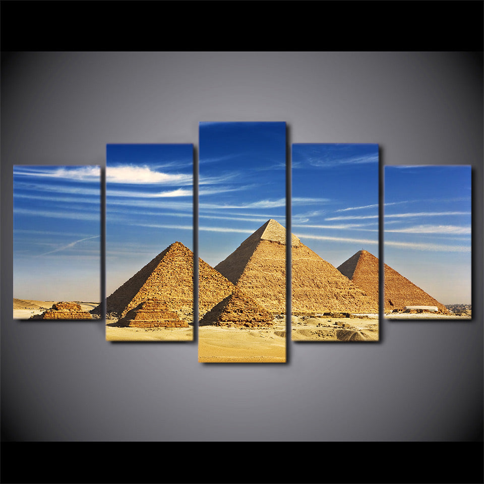 5-Piece Blue Sky Egyptian Pyramids Canvas Wall Art