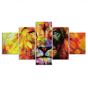 5-Piece Abstract Lion In The Sunshine Canvas Wall Art