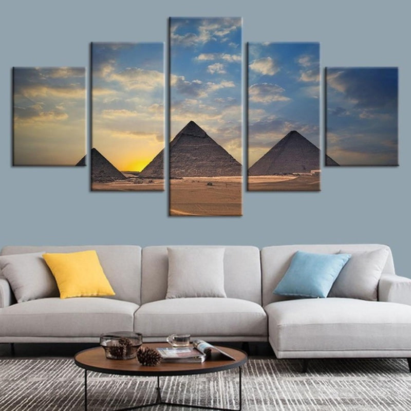5-Piece Egyptian Pyramids Sunset Canvas Wall Art