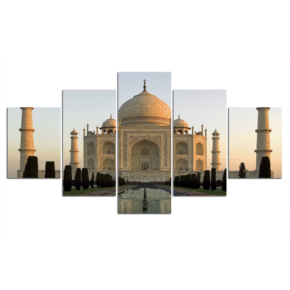 5-Piece Indian Taj Mahal At Dawn Canvas Wall Art