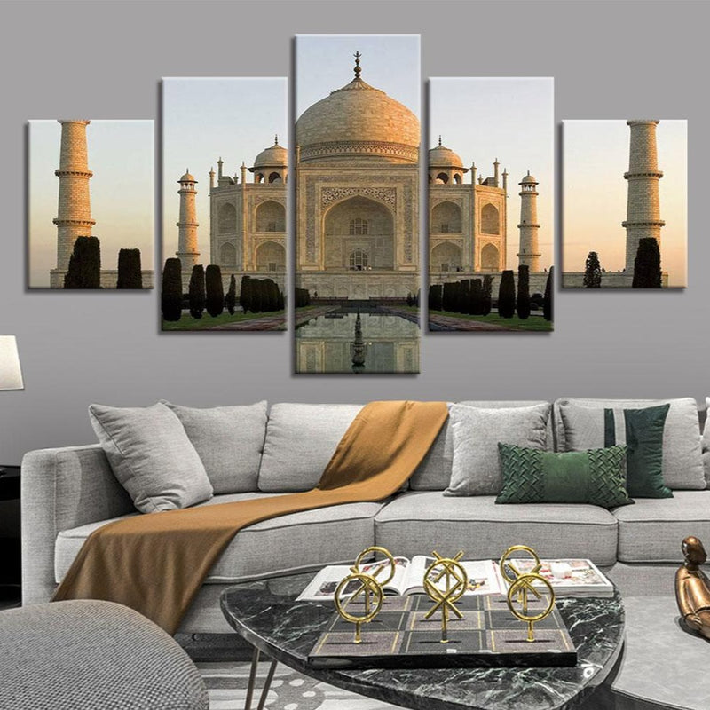 5-Piece Indian Taj Mahal At Dawn Canvas Wall Art