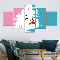 5-Piece Abstract Pink / Teal Madonna Canvas Wall Art
