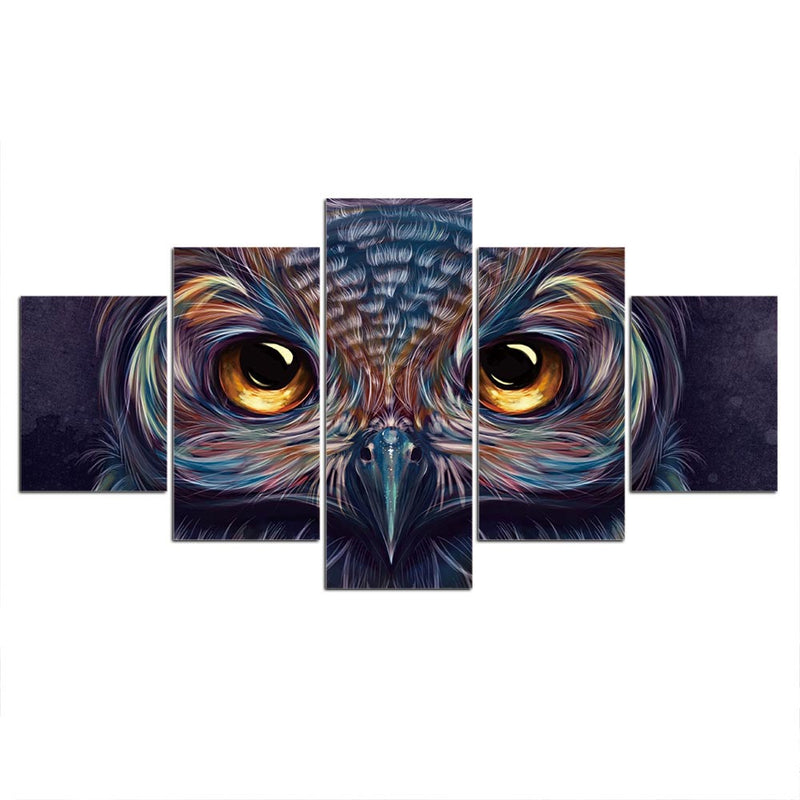 5-Piece Colorful Abstract Owl Eyes Canvas Wall Art