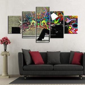 5-Piece Psychedelic Apartment Wall Graffiti Canvas Wall Art