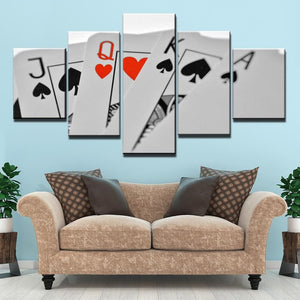 5-Piece White Poker Playing Cards Canvas Wall Art