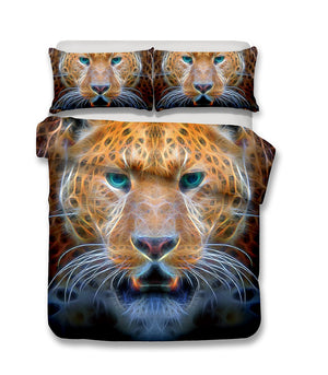 3-Piece Glowing Electric Leopard Duvet Cover Bedding Set