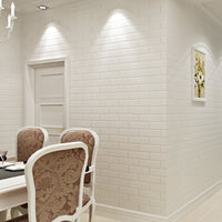 Traditional 3D Embossed Vinyl White Brick Wallpaper