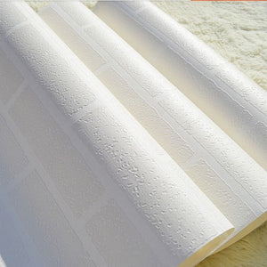 Traditional 3D Embossed Vinyl White Brick Wallpaper