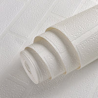 Traditional 3D Embossed Vinyl White Brick Wallpaper