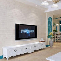 Traditional 3D Embossed Vinyl White Brick Wallpaper