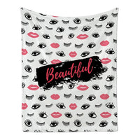 Women's Eyelashes Beautiful Eyes Fleece Throw Blanket