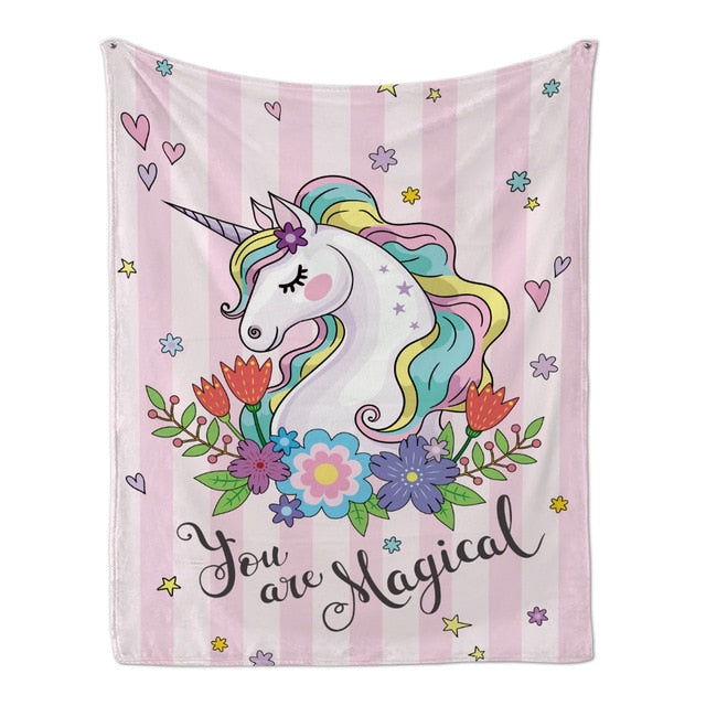 Pink You Are Magical Unicorn Fleece Throw Blanket