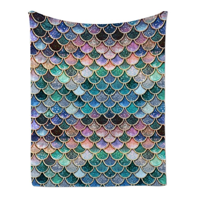 Magical Mermaid Scale Pattern Fleece Throw Blanket