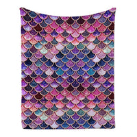 Magical Mermaid Scale Pattern Fleece Throw Blanket