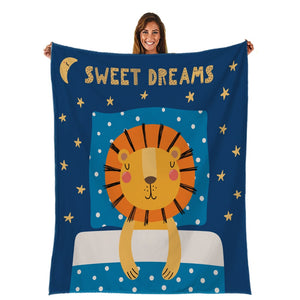 Sleeping Cartoon Animal Dream Fleece Throw Blanket