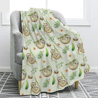 Cute Cartoon Sloth Print Fleece Throw Blanket