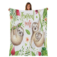 Cute Cartoon Sloth Print Fleece Throw Blanket