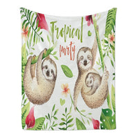 Cute Cartoon Sloth Print Fleece Throw Blanket