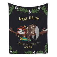 Cute Cartoon Sloth Print Fleece Throw Blanket