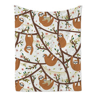 Cute Cartoon Sloth Print Fleece Throw Blanket