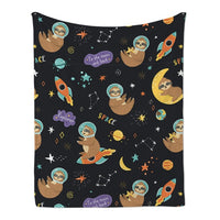 Cute Cartoon Sloth Print Fleece Throw Blanket