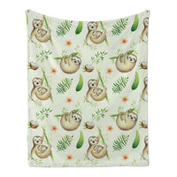 Cute Cartoon Sloth Print Fleece Throw Blanket