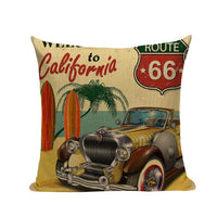 18" Vintage Retro Automobile Car Print Throw Pillow Cover