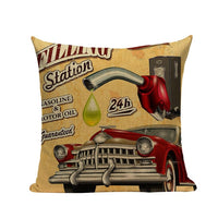18" Vintage Retro Automobile Car Print Throw Pillow Cover
