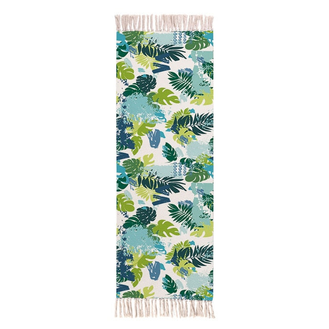 Woven Tropical Palm Leaf Pattern Accent Throw Rug