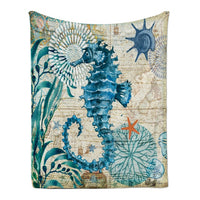 Mediterranean Sea Life Print Fleece Throw Blanket