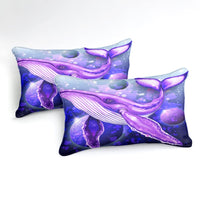 2/3-Piece Cosmic Purple Blue Whale Duvet Cover Set