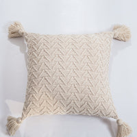 18" Knitted Chenille Throw Pillow Cover w/ Tassels