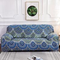 Blue / Green Bohemian Mandala Pattern Sofa Couch Cover