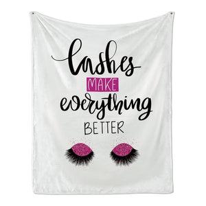 Women's Eyelashes Beautiful Eyes Fleece Throw Blanket