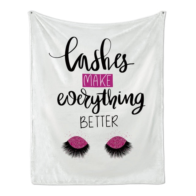 Women's Eyelashes Beautiful Eyes Fleece Throw Blanket