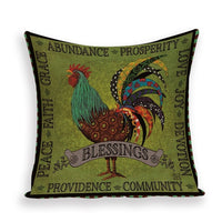 18" Vintage Country Chicken / Rooster Print Throw Pillow Cover