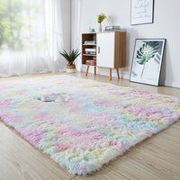 Rainbow Faux Fur Polychrome Plush Shag Area Rug Floor Mat