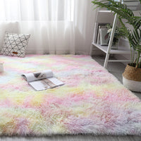 Rainbow Faux Fur Polychrome Plush Shag Area Rug Floor Mat