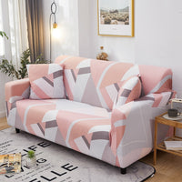 Pink Geometric Patchwork Pattern Sofa Couch Cover