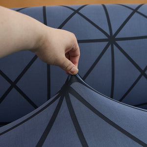 Blue / Black Geometric Lattice Pattern Sofa Couch Cover