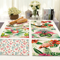 Tropical Pink Flamingo Palm Print Table Placemat