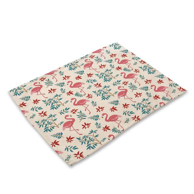 Tropical Pink Flamingo Palm Print Table Placemat